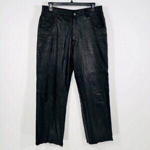 Vtg Wilson's Leather M. Julian Pants Mens 34x30 Biker Black Relaxed 5 Pocket